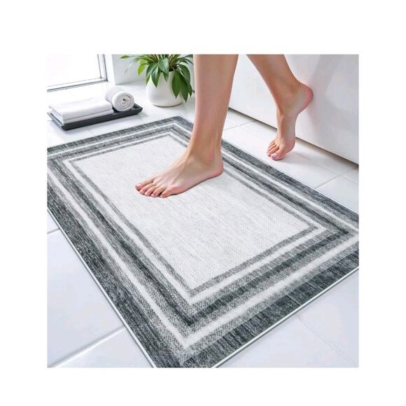Uphome Modern Bath Mat, 26x18, Soft, Non-Slip, Washable, Grey - Picture 6 of 8